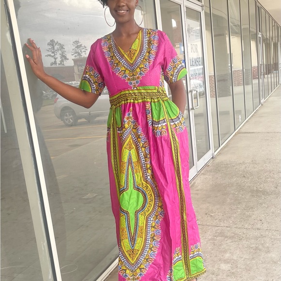 Women African print full length maxi dress - Picture 4 of 4